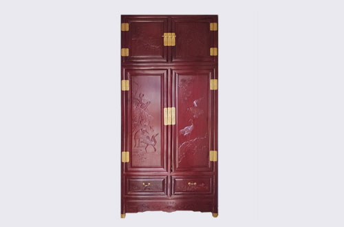 德惠高端中式家居装修深红色纯实木衣柜